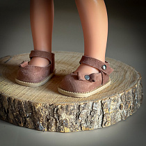 Туфли с ремешком, для Paola Reina,  натуральная замша, коричневые