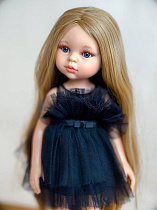 Платье фатиновое, ярусное, для куклы Paola Reina 33 см, черное в горох