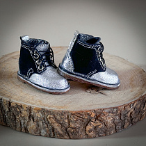 Высокие ботинки, для Paola Reina, натуральная кожа, на ножку  5 см, Серебро/черные