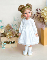 Платье из ажурного хлопка  для куклы Paola Reina 33 см, длинный рукав