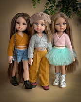 Вязанная кофточка на куклу Paola Reina 33 см на запах, серая