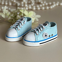 Кеды кожанные, для Paola Reina, "Конверс", голубые с узким носом