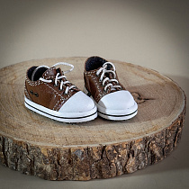 Кеды кожанные, для Paola Reina, кожаный кант, коричневый/белый