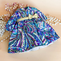 Платье для куклы Paola Reina 33-36 см, американский хлопок, с золотым глиттером, Павлин