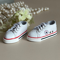 Кеды кожанные, для Paola Reina, "Конверс", белые  с узким носом