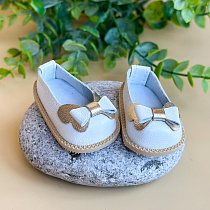 Туфли, для Paola Reina,  натуральная кожа, белые, Двойной золотой бант