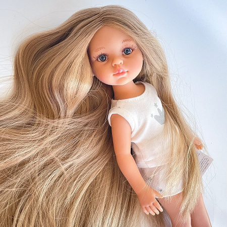 Кукла Карла Рапунцель,  светлые прямые волосы, 34 см, в белом льняном платье
