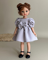 Платье для куклы Paola Reina 33-36 см, с пышными фонариками+повязка,  Серое