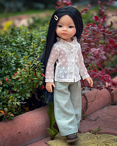 Брюки палаццо и блуза с рюшей на куклу 30-35 см, ШАЛФЕЙ