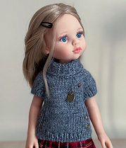 Вязанный жилет с высоким воротом, на куклу Paola Reina 33 см, пух норки, 3 оттенка на выбор