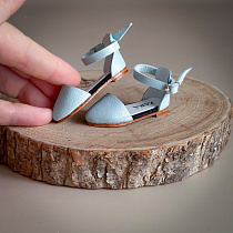 Туфли  с пряжкой на кожанной подошве, для Paola Reina, натуральная кожа,  5 см, узкий нос, Голубые