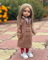 Тренч на подкладе на куклу Paola Reina 33 см, светло коричневый