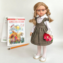 Кукла Карла от Paola Reina, светлые волосы, 34 см, в школьном образе+ОЧКИ