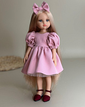 Платье для куклы Paola Reina 33-36 см, с пышными фонариками+повязка,  Пльная роза
