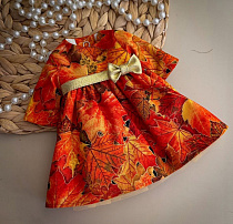 Платье для куклы Paola Reina 33-36 см, американский хлопок, Кленовые листья