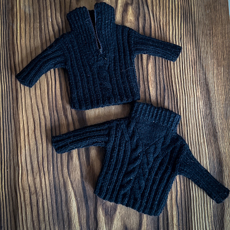 Джемпер вязанный для куклы Paola Reina 33 см, на молнии, черный