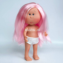 Кукла  без одежды Mini Миа, розовые длинные волосы, 23 см