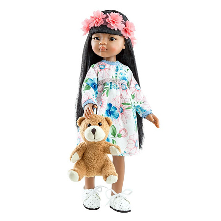 Кукла Мэйли, в платье с венком и мишкой, 34 см, НОВИНКА 2021 (Арт.04453)