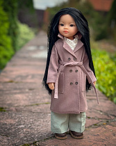 Тренч на подкладе на куклу Paola Reina 33 см, какао
