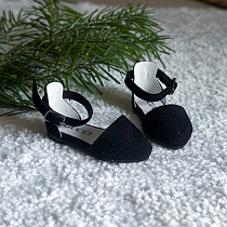 Туфли  с пряжкой на кожанной подошве, для Paola Reina, натуральная кожа,  5 см, узкий нос, черная замша